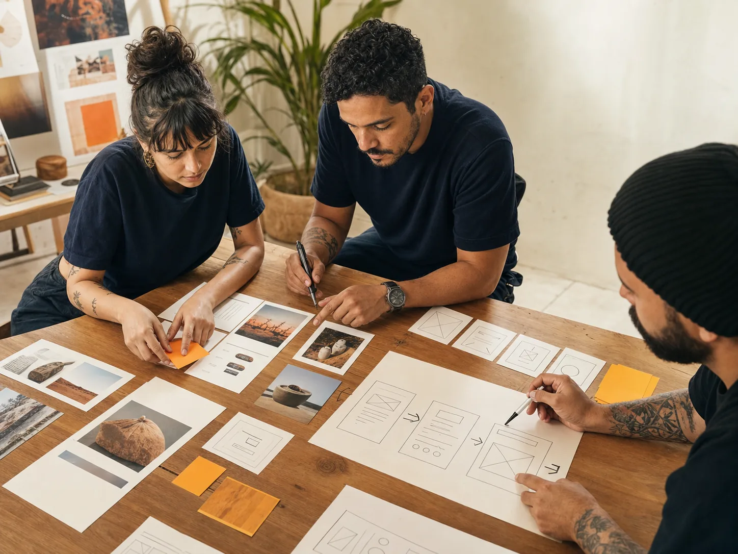 Equipe estruturando a mensagem e a jornada de conversão de uma landing page